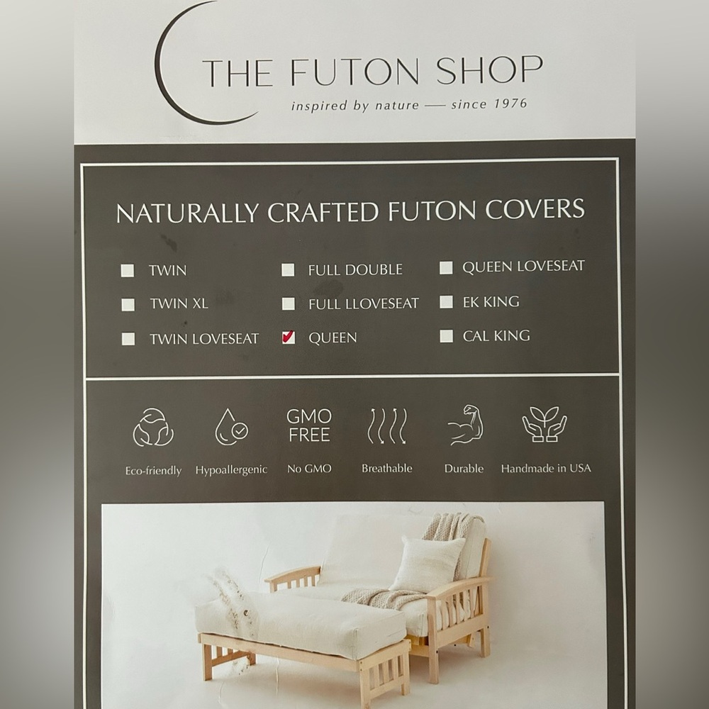 🌱New Futon Shop Organic Queen Size Futon Mattress Cover
